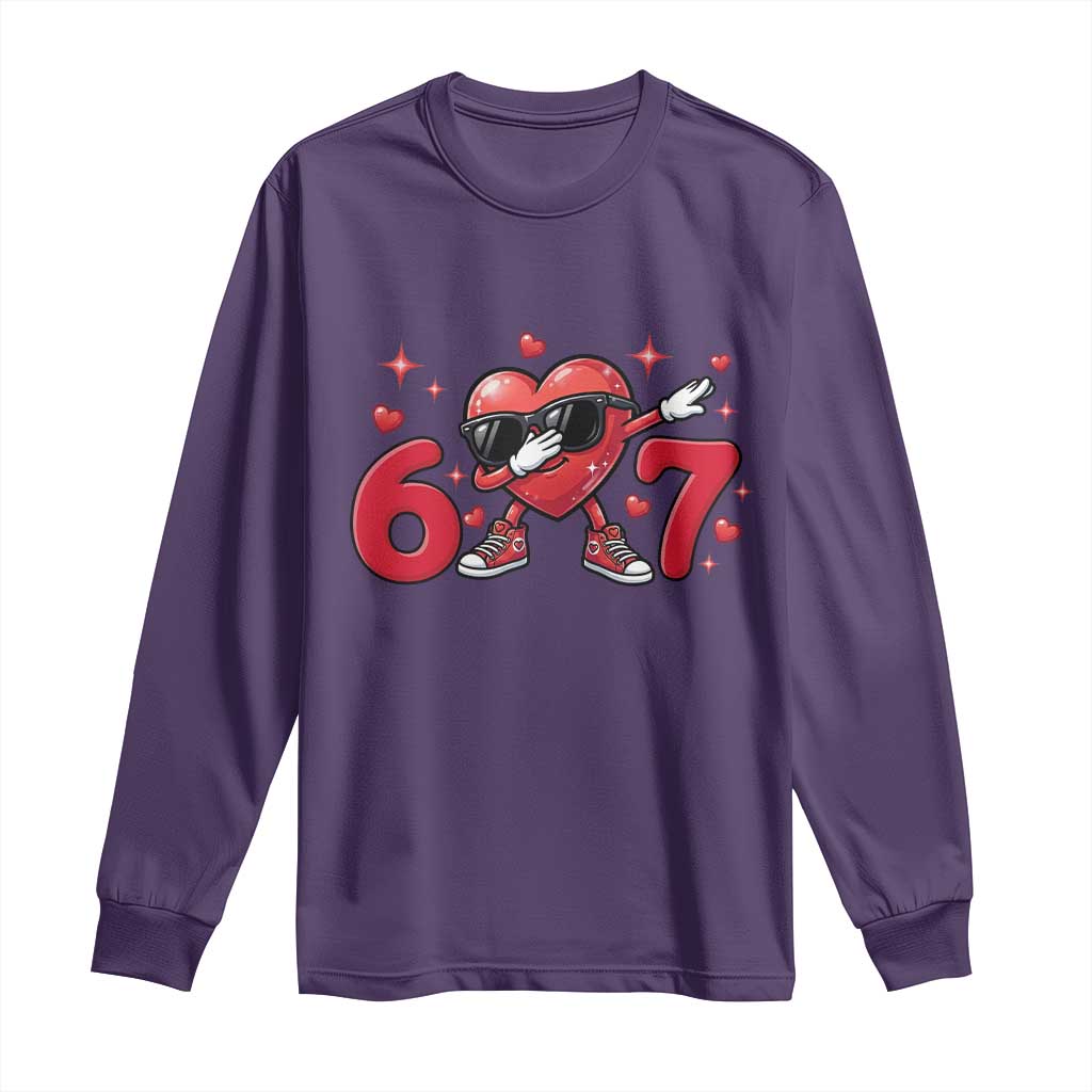 Funny Six Seven 67 Valentines Dabbing Heart Long Sleeve Shirt