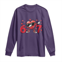 Funny Six Seven 67 Valentines Dabbing Heart Long Sleeve Shirt