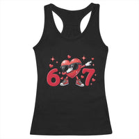 Funny Six Seven 67 Valentines Dabbing Heart Racerback Tank Top