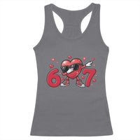 Funny Six Seven 67 Valentines Dabbing Heart Racerback Tank Top