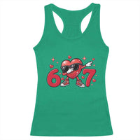 Funny Six Seven 67 Valentines Dabbing Heart Racerback Tank Top