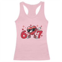 Funny Six Seven 67 Valentines Dabbing Heart Racerback Tank Top