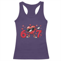 Funny Six Seven 67 Valentines Dabbing Heart Racerback Tank Top