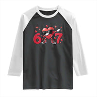 Funny Six Seven 67 Valentines Dabbing Heart Raglan Shirt