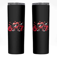 Funny Six Seven 67 Valentines Dabbing Heart Skinny Tumbler