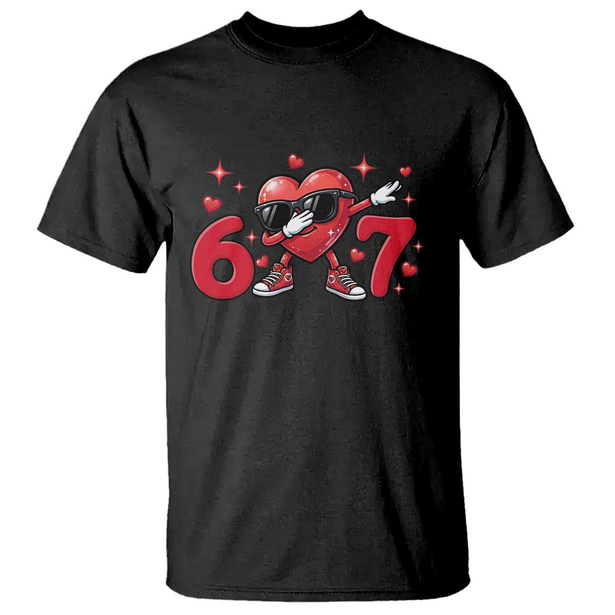 Funny Six Seven 67 Valentines Dabbing Heart T Shirt