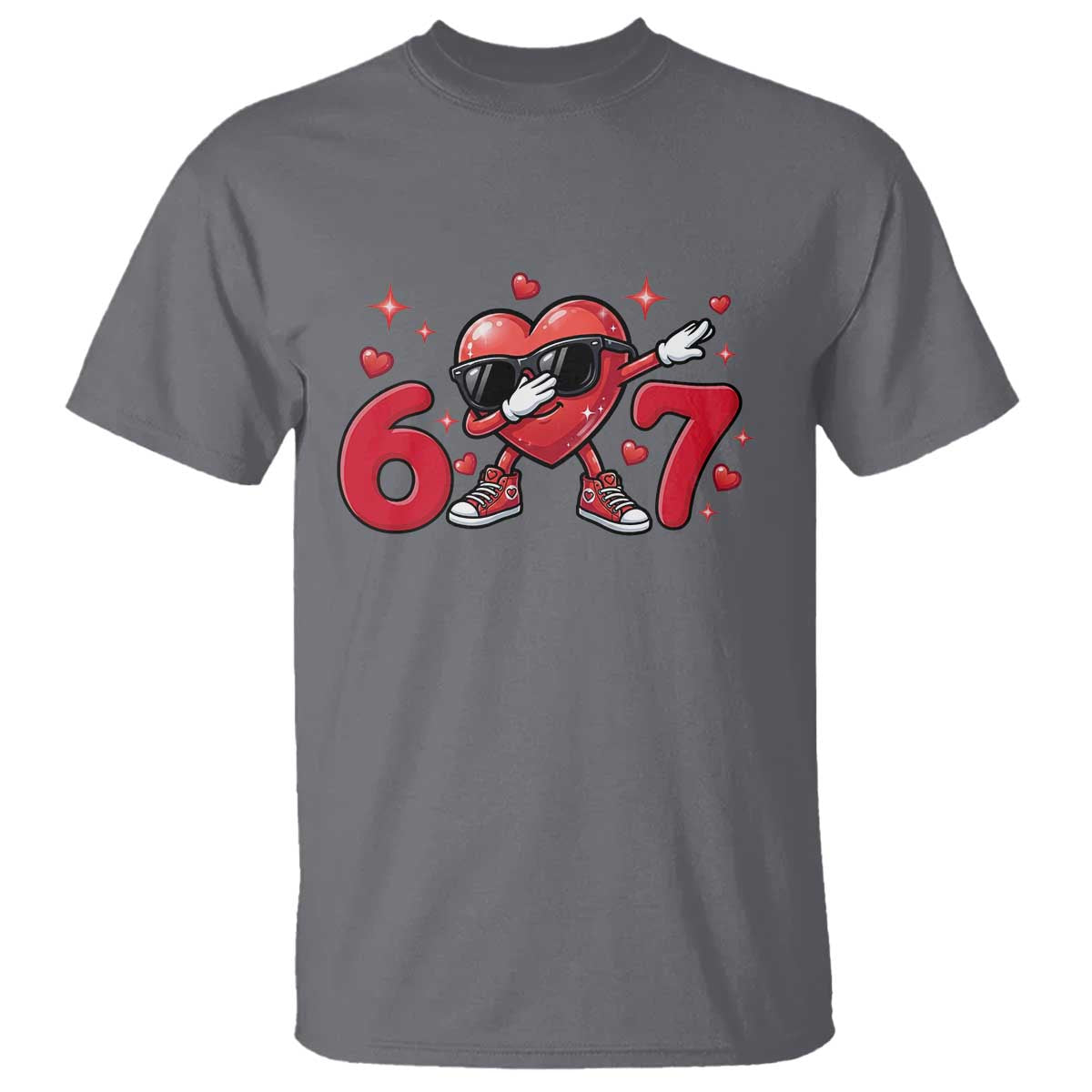 Funny Six Seven 67 Valentines Dabbing Heart T Shirt