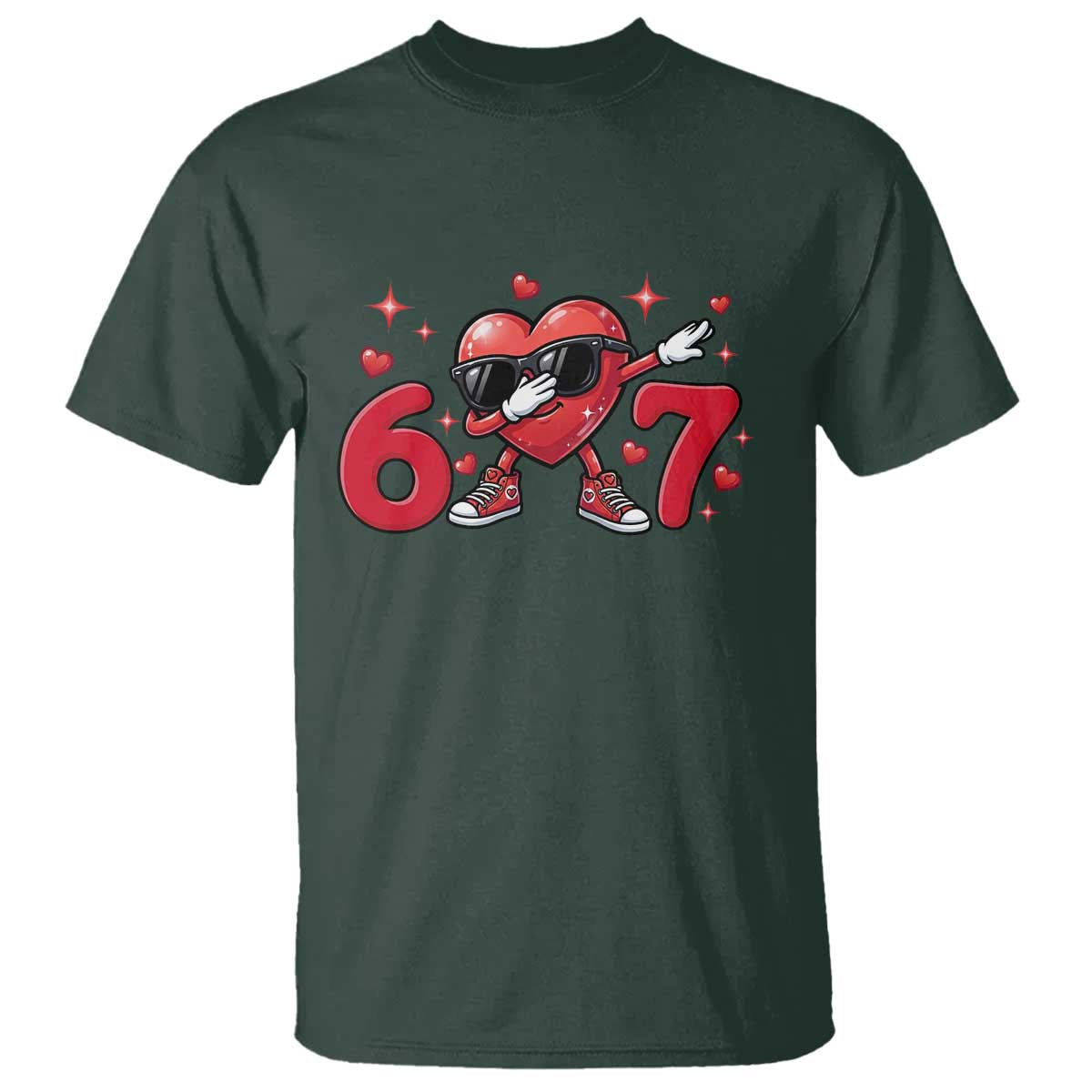Funny Six Seven 67 Valentines Dabbing Heart T Shirt
