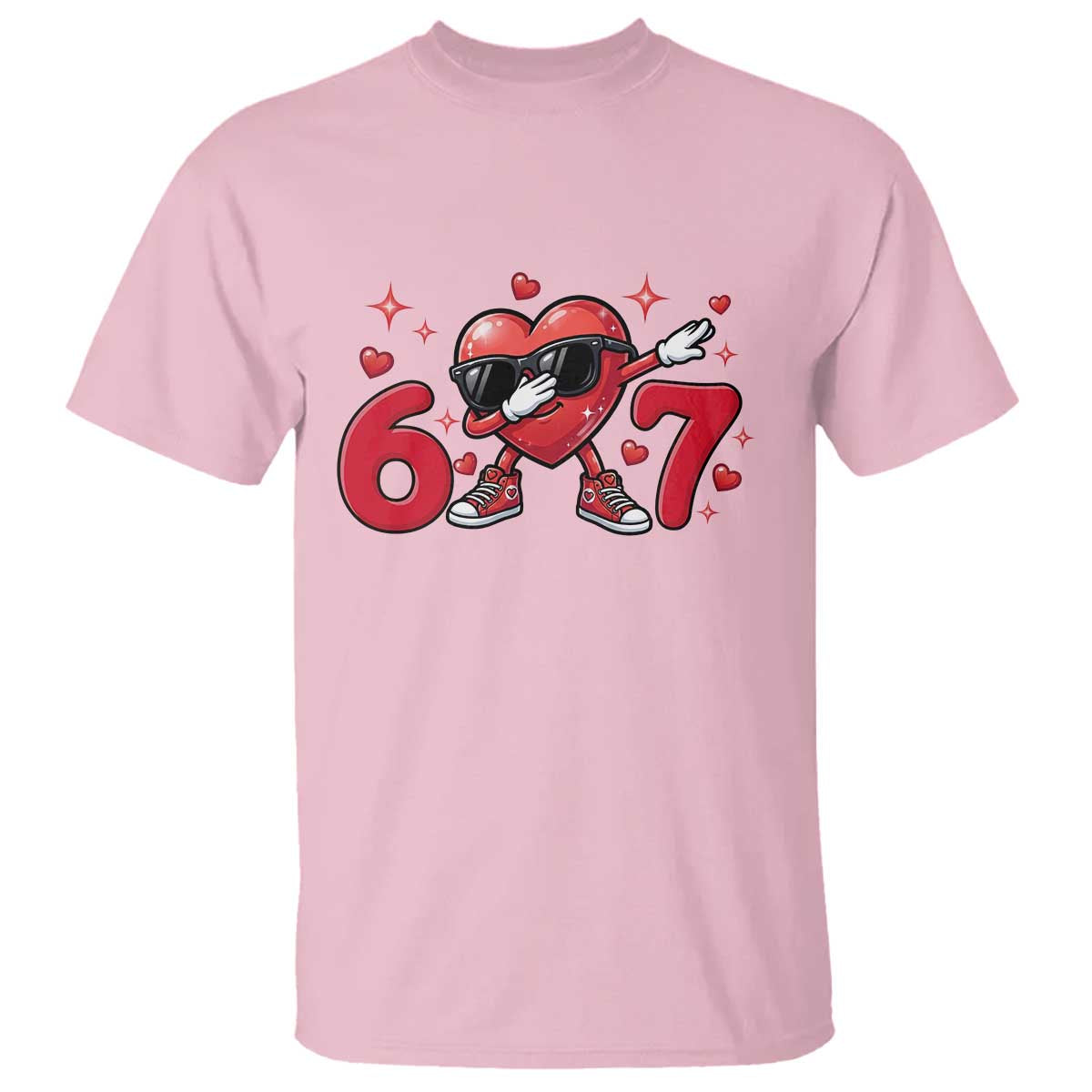 Funny Six Seven 67 Valentines Dabbing Heart T Shirt