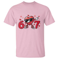 Funny Six Seven 67 Valentines Dabbing Heart T Shirt