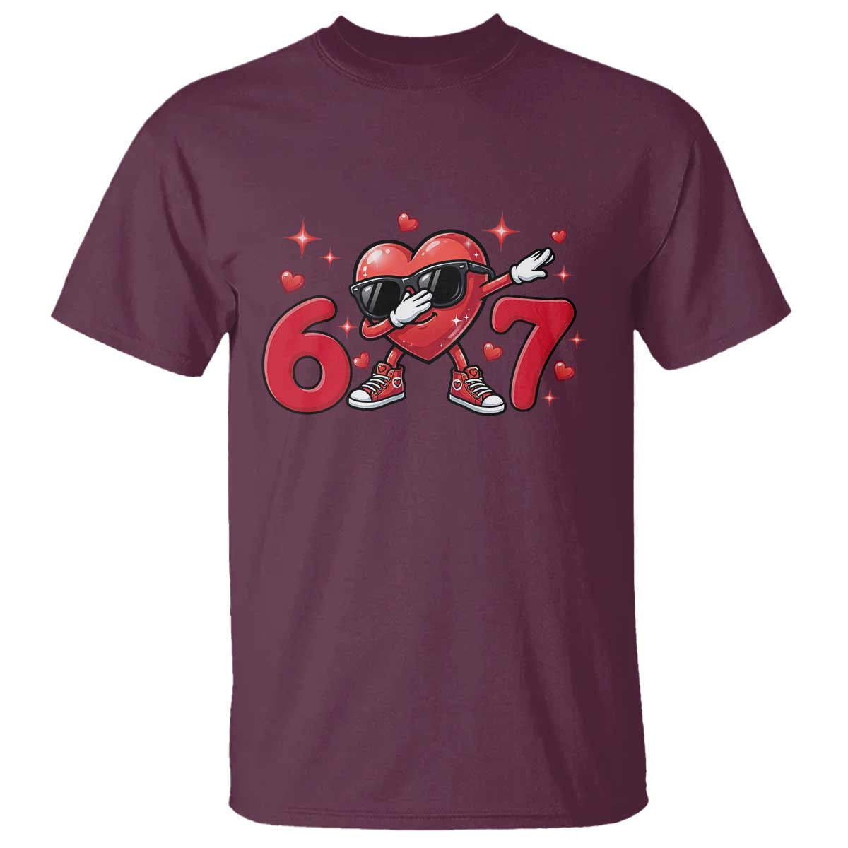 Funny Six Seven 67 Valentines Dabbing Heart T Shirt