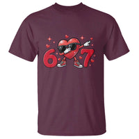 Funny Six Seven 67 Valentines Dabbing Heart T Shirt