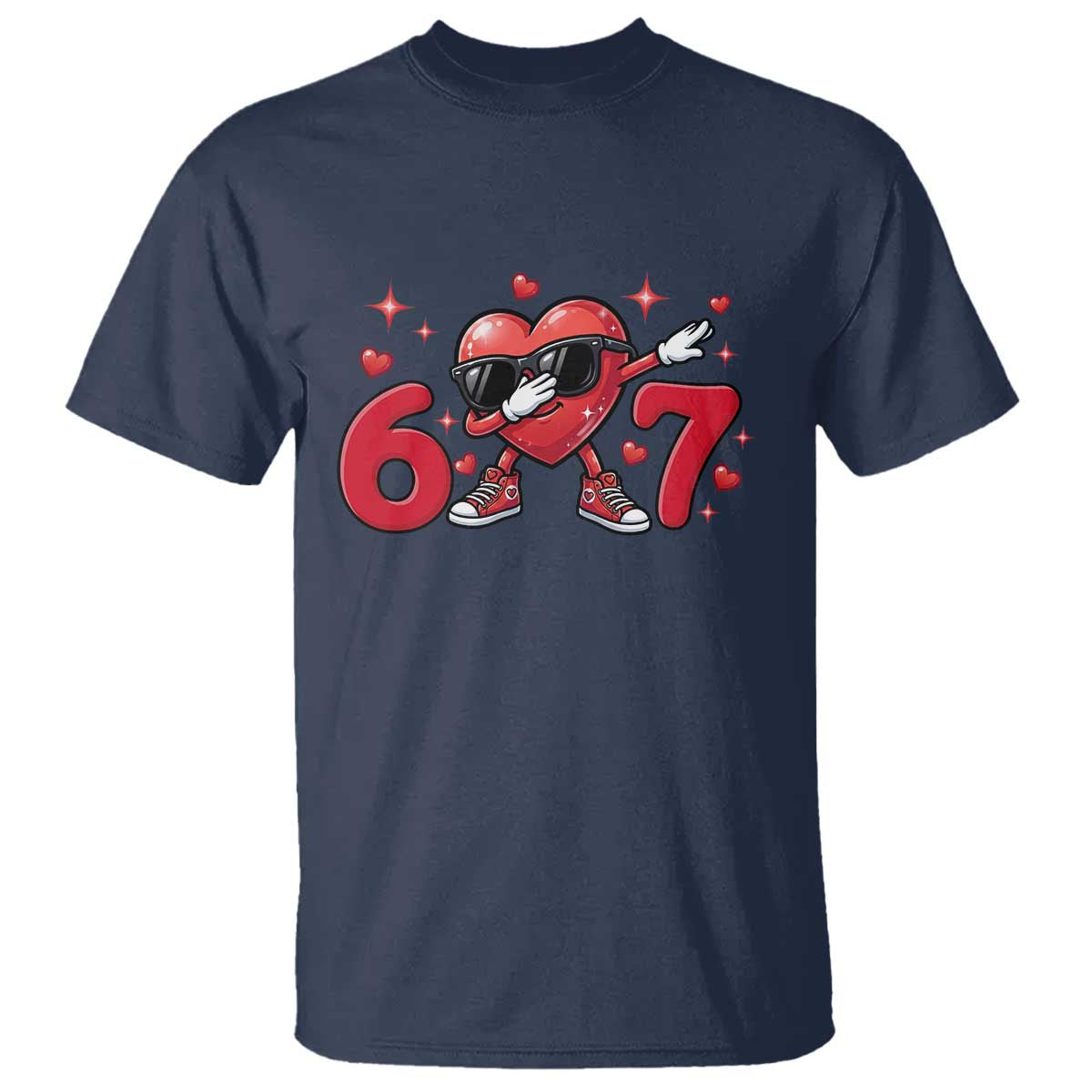 Funny Six Seven 67 Valentines Dabbing Heart T Shirt