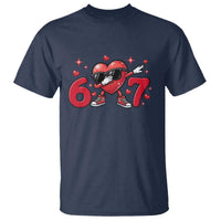 Funny Six Seven 67 Valentines Dabbing Heart T Shirt