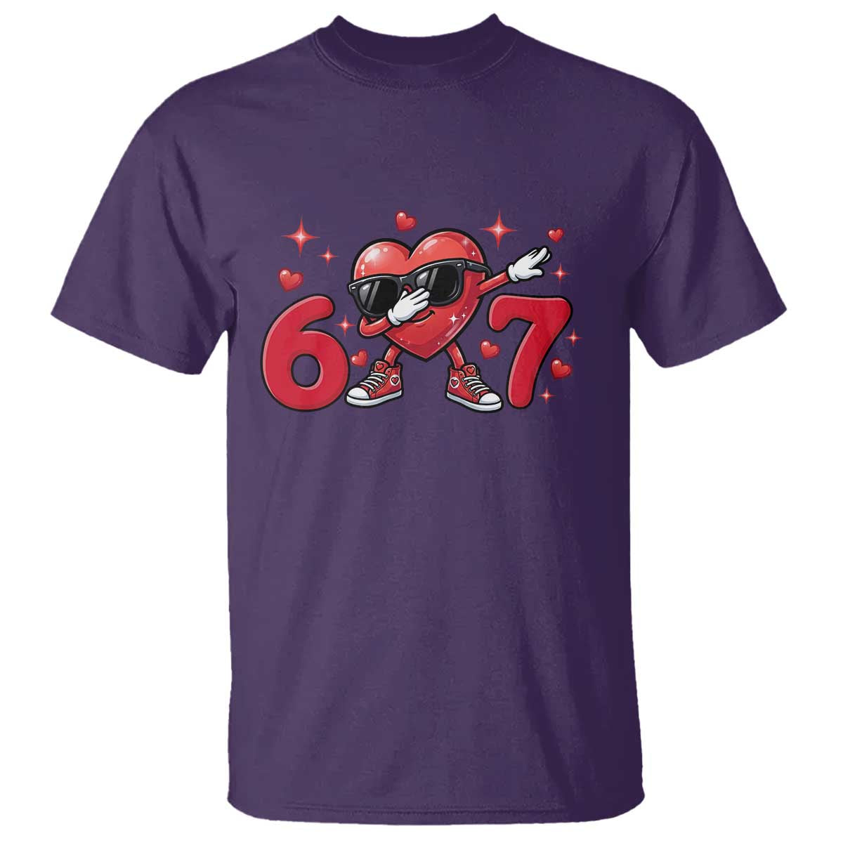 Funny Six Seven 67 Valentines Dabbing Heart T Shirt