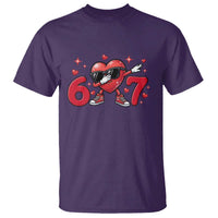 Funny Six Seven 67 Valentines Dabbing Heart T Shirt