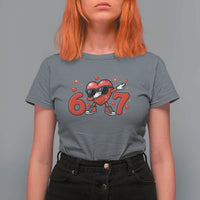Funny Six Seven 67 Valentines Dabbing Heart T Shirt For Women
