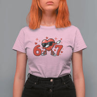 Funny Six Seven 67 Valentines Dabbing Heart T Shirt For Women