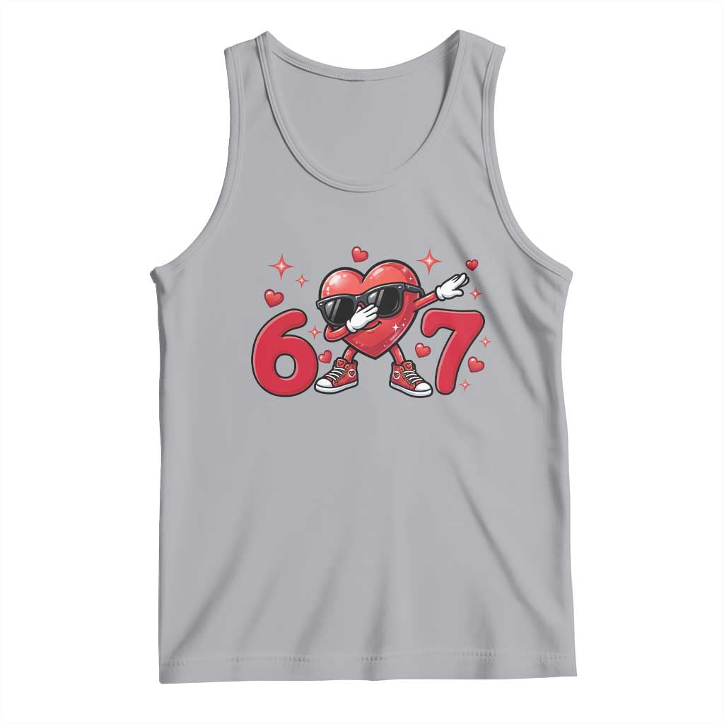 Funny Six Seven 67 Valentines Dabbing Heart Tank Top