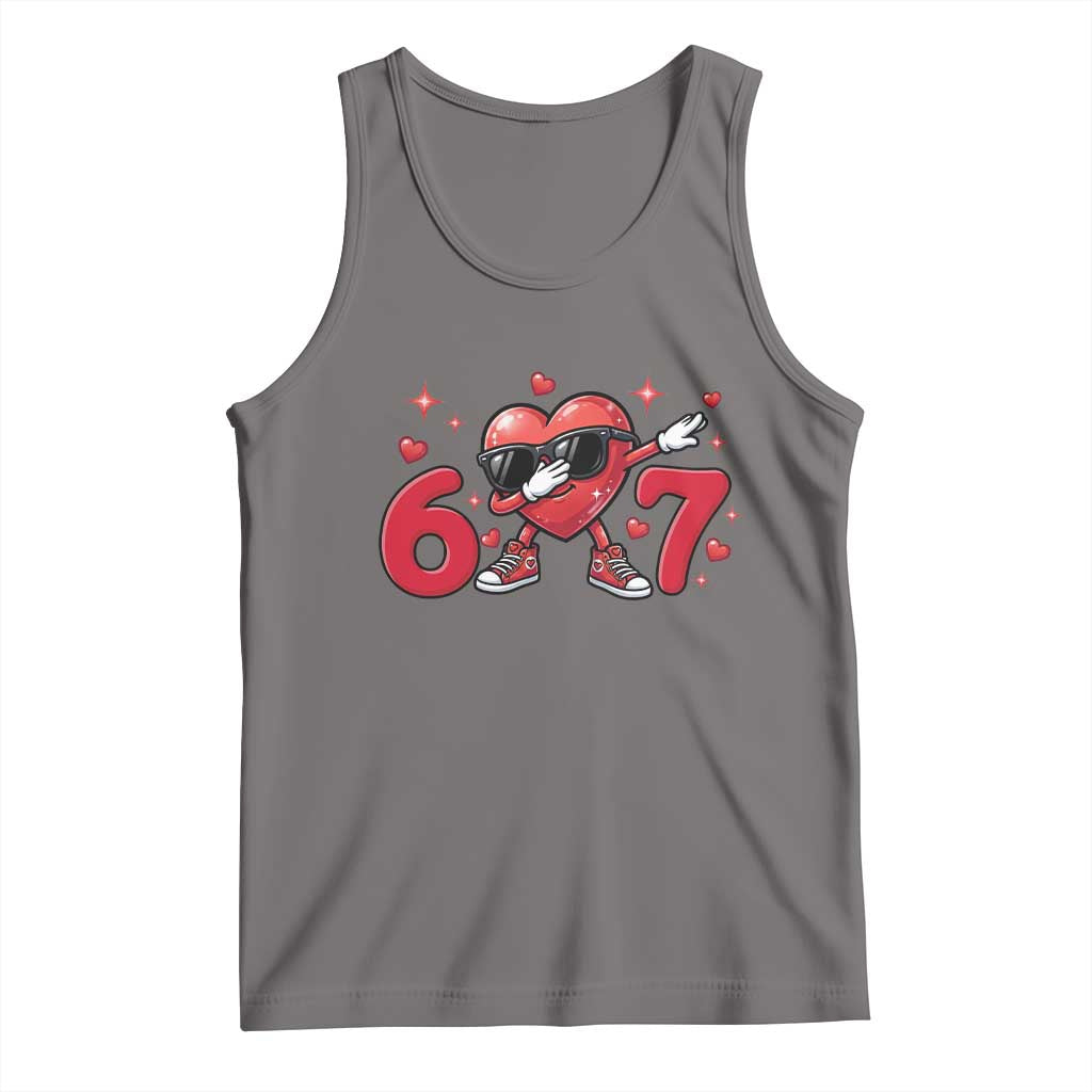 Funny Six Seven 67 Valentines Dabbing Heart Tank Top
