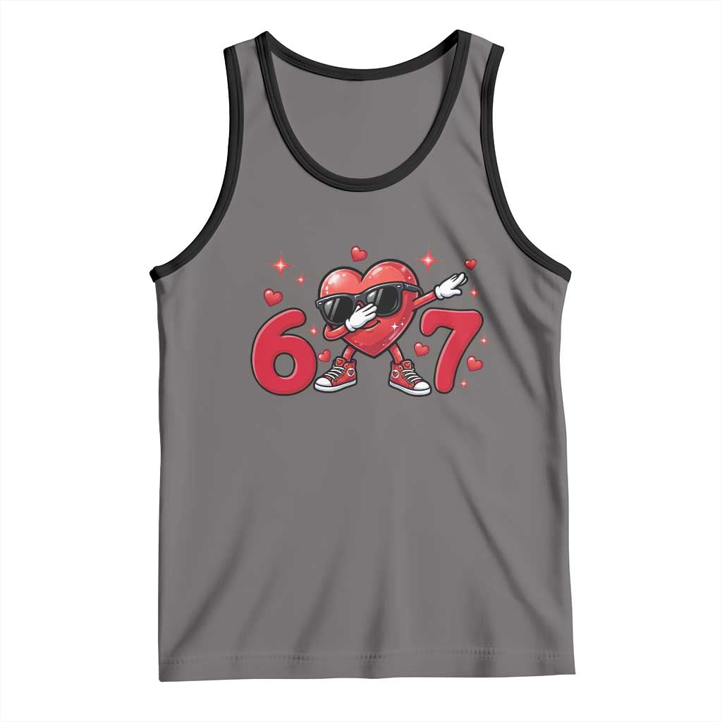 Funny Six Seven 67 Valentines Dabbing Heart Tank Top