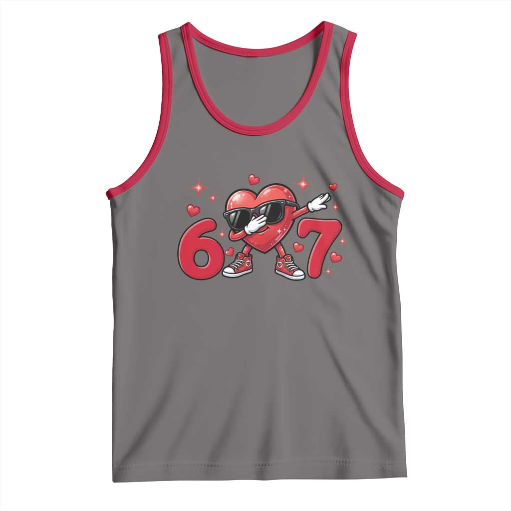 Funny Six Seven 67 Valentines Dabbing Heart Tank Top