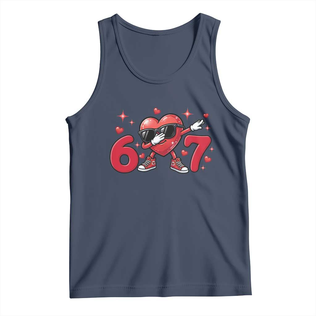 Funny Six Seven 67 Valentines Dabbing Heart Tank Top