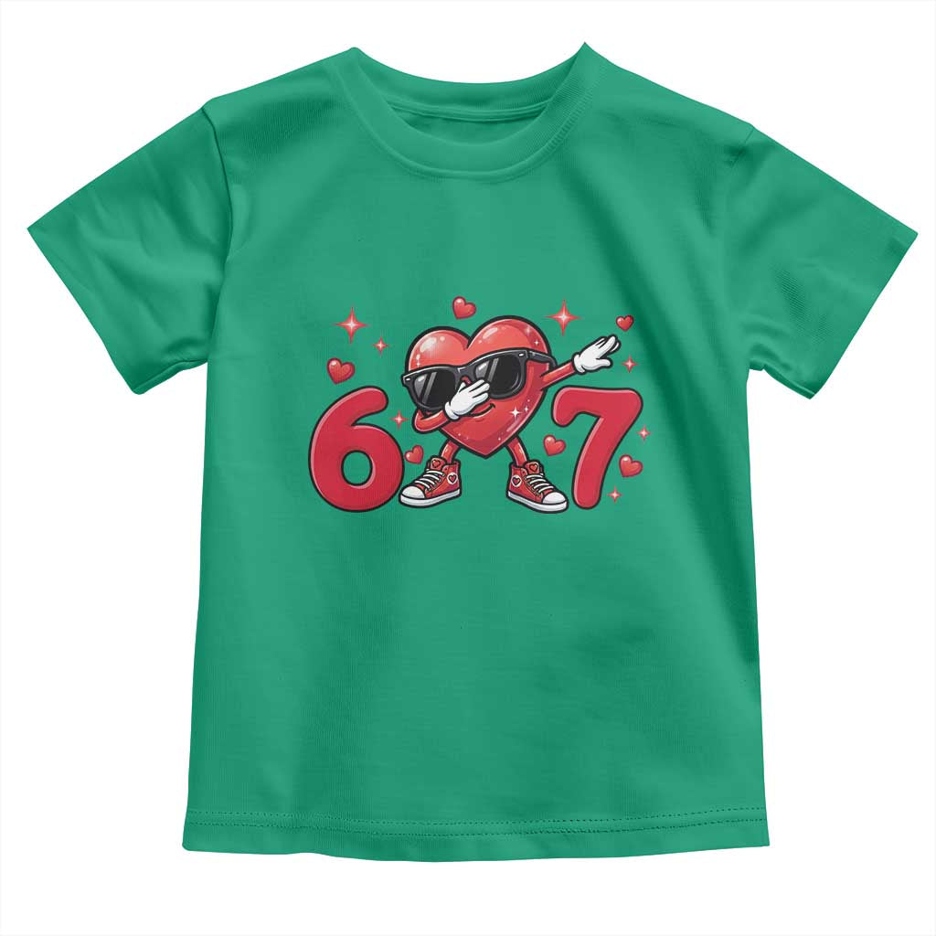 Funny Six Seven 67 Valentines Dabbing Heart Toddler T Shirt