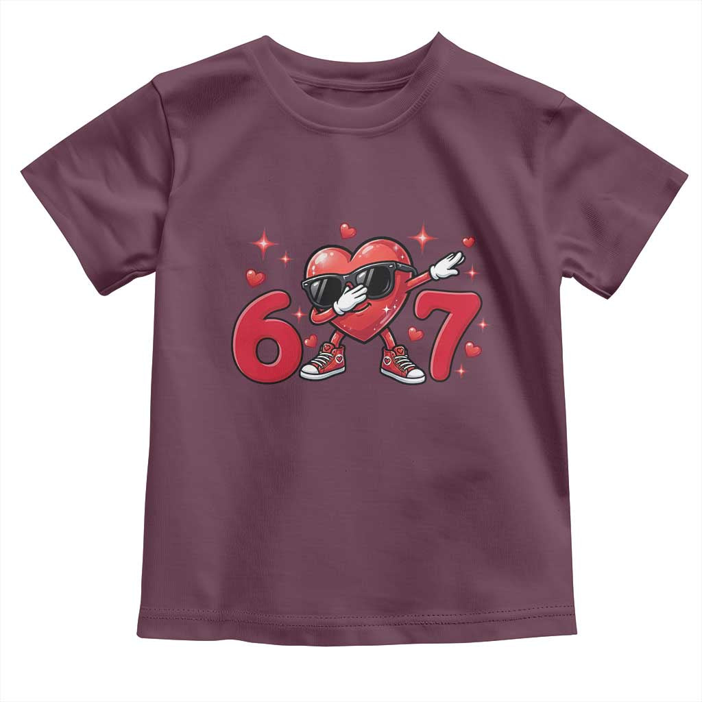 Funny Six Seven 67 Valentines Dabbing Heart Toddler T Shirt