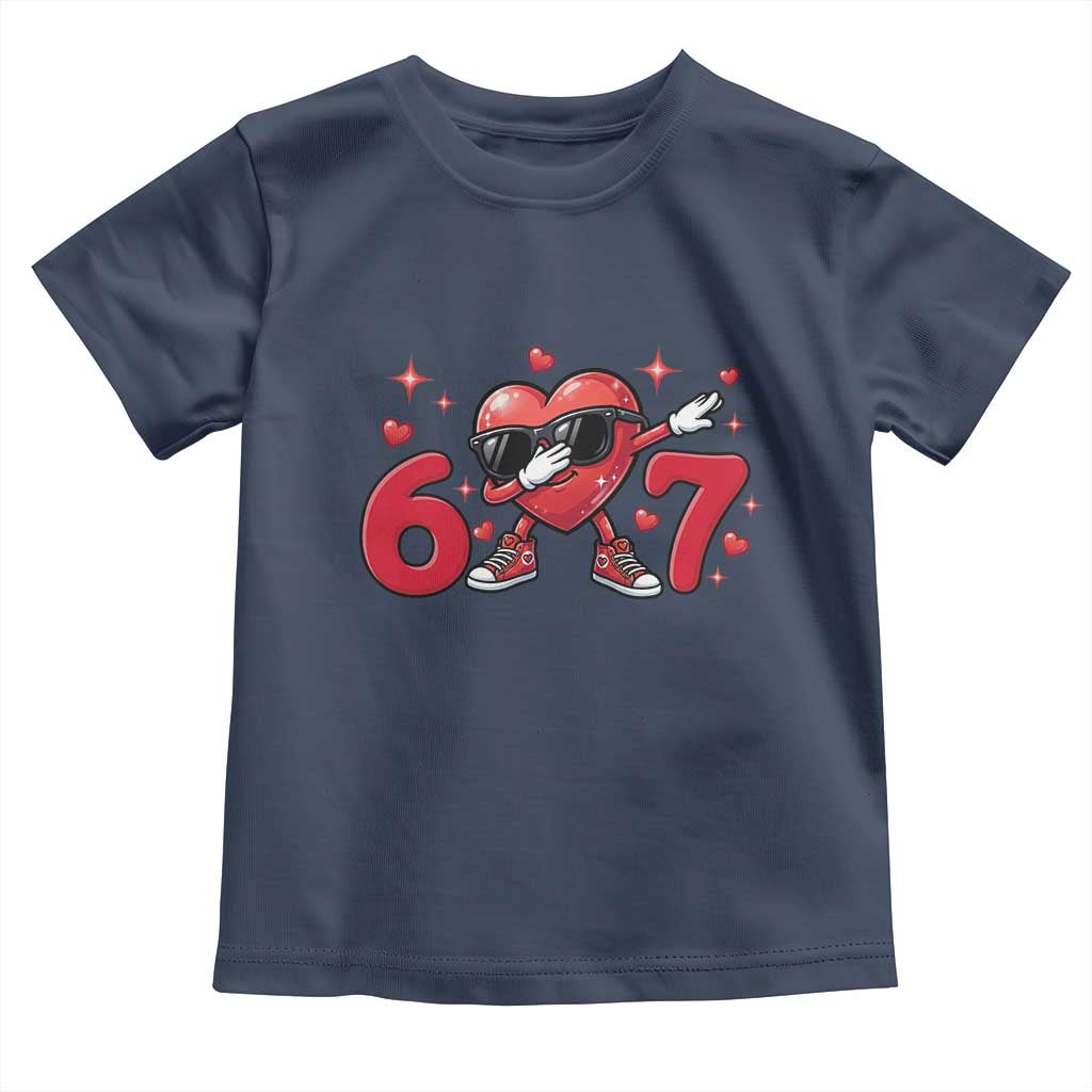 Funny Six Seven 67 Valentines Dabbing Heart Toddler T Shirt