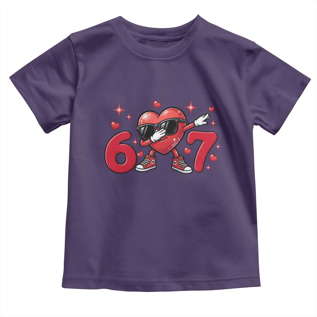 Funny Six Seven 67 Valentines Dabbing Heart Toddler T Shirt