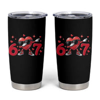 Funny Six Seven 67 Valentines Dabbing Heart Tumbler Cup