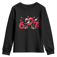 Funny Six Seven 67 Valentines Dabbing Heart Youth Sweatshirt