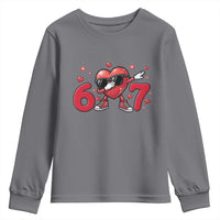 Funny Six Seven 67 Valentines Dabbing Heart Youth Sweatshirt
