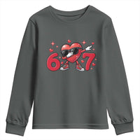 Funny Six Seven 67 Valentines Dabbing Heart Youth Sweatshirt