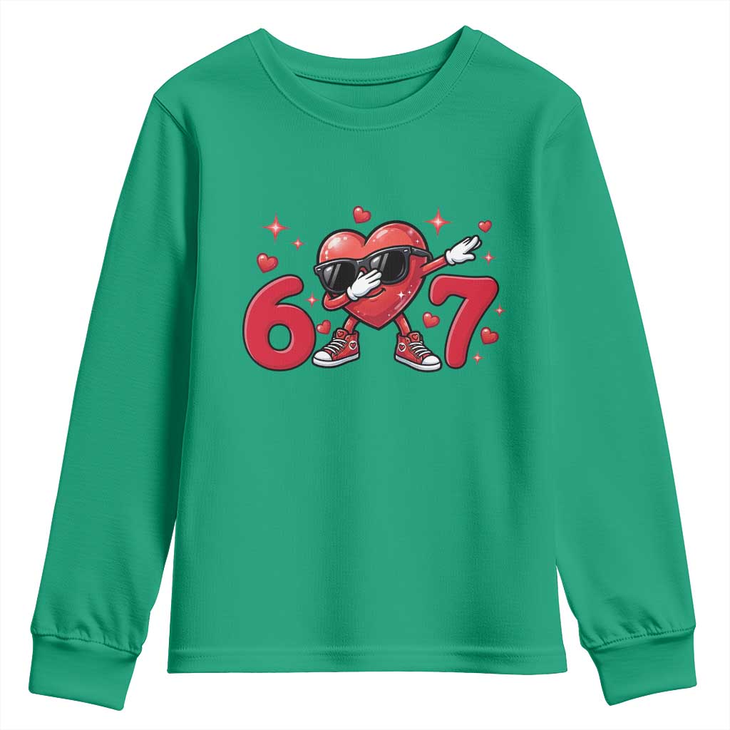 Funny Six Seven 67 Valentines Dabbing Heart Youth Sweatshirt