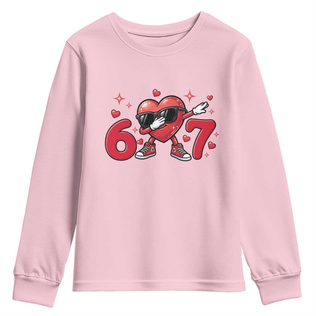 Funny Six Seven 67 Valentines Dabbing Heart Youth Sweatshirt