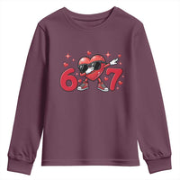 Funny Six Seven 67 Valentines Dabbing Heart Youth Sweatshirt