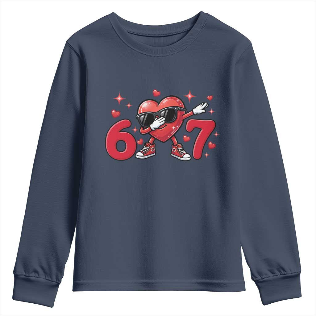 Funny Six Seven 67 Valentines Dabbing Heart Youth Sweatshirt