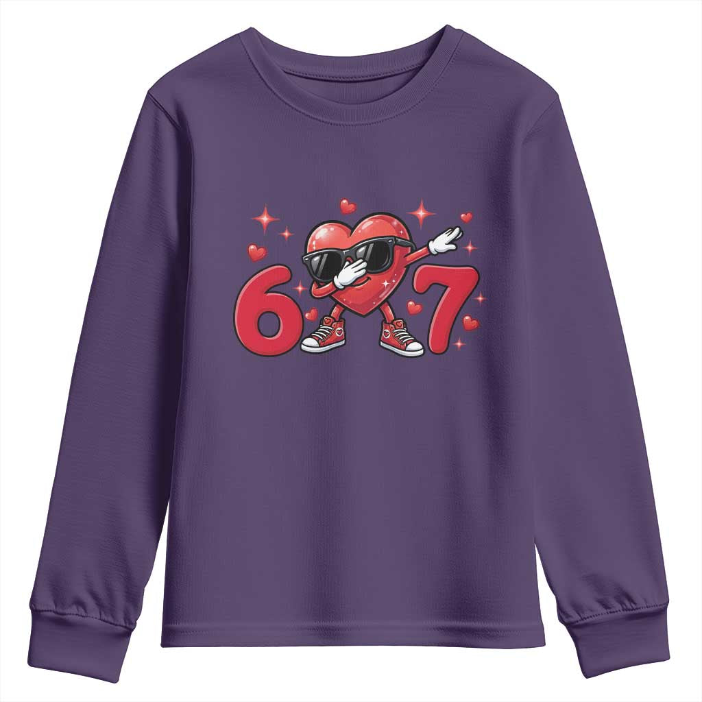 Funny Six Seven 67 Valentines Dabbing Heart Youth Sweatshirt