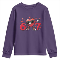 Funny Six Seven 67 Valentines Dabbing Heart Youth Sweatshirt