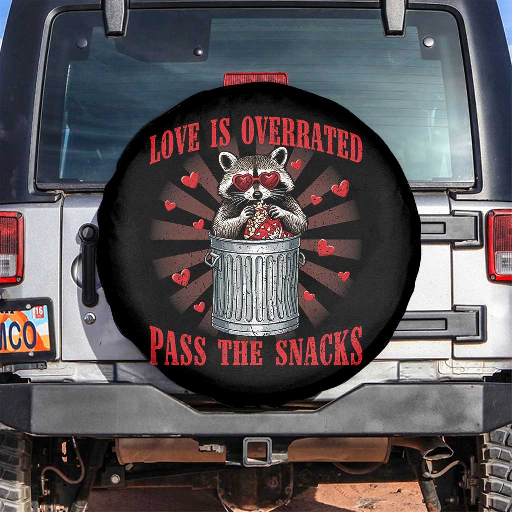 Funny Raccoon Valentine Spare Tire Cover Love Is Overrated Pass The Snacks