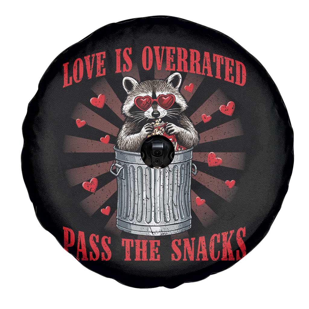 Funny Raccoon Valentine Spare Tire Cover Love Is Overrated Pass The Snacks