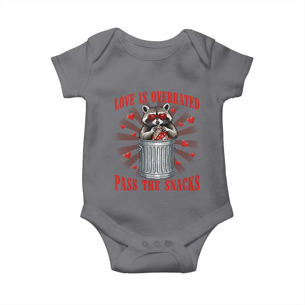 Funny Raccoon Valentine Baby Onesie Love Is Overrated Pass The Snacks