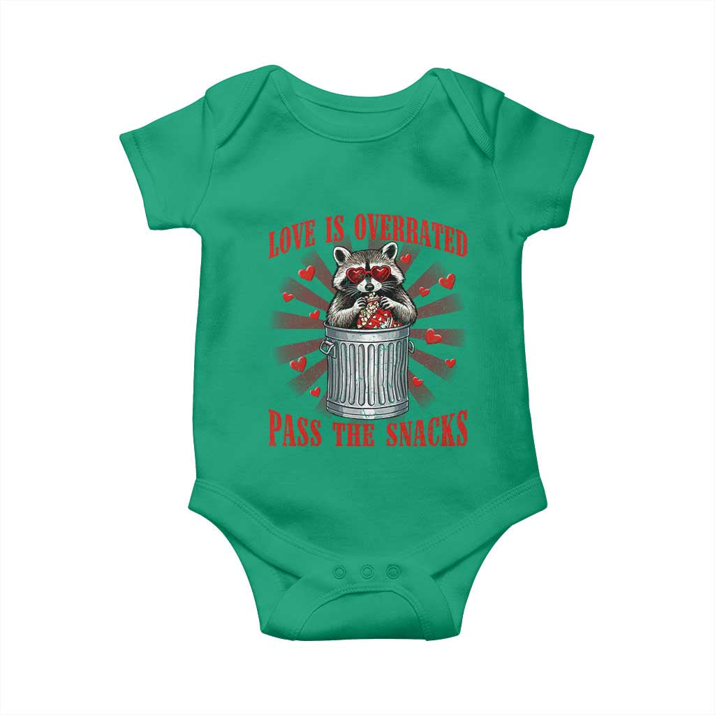 Funny Raccoon Valentine Baby Onesie Love Is Overrated Pass The Snacks