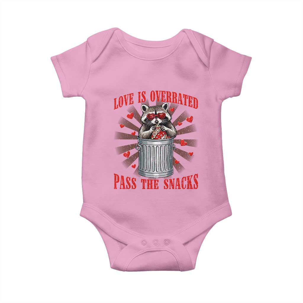 Funny Raccoon Valentine Baby Onesie Love Is Overrated Pass The Snacks