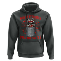 Funny Raccoon Valentine Hoodie Love Is Overrated Pass The Snacks