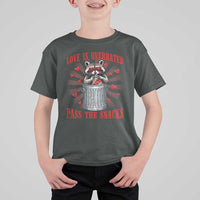 Funny Raccoon Valentine T Shirt For Kid Love Is Overrated Pass The Snacks