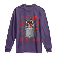 Funny Raccoon Valentine Long Sleeve Shirt Love Is Overrated Pass The Snacks