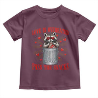 Funny Raccoon Valentine Toddler T Shirt Love Is Overrated Pass The Snacks